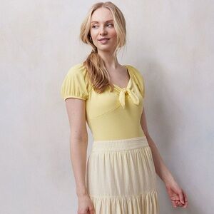 Women's LC Lauren Conrad Puff Sleeve Tie Front Bodysuit